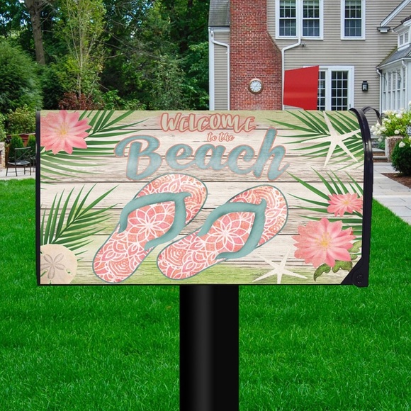 Briarwood Lane Welcome To The Beach Flip Flops Magnetic Mailbox Cover-Standard - Picture 2 of 7